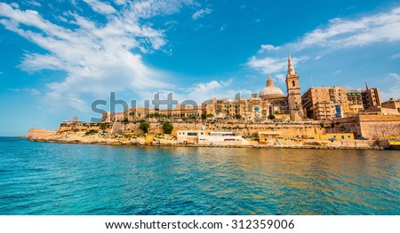 view on Valletta with its architecture from the sea