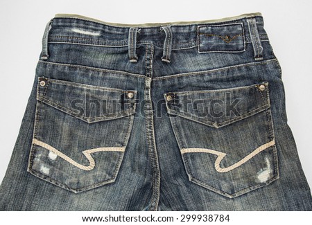 Detail of back blue jeans