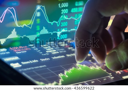 Graph of stock market data and financial with the view from LED display concept that suitable for background,backdrop including stock education or marketing analysis.