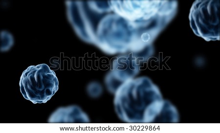 Microscopic Blue Cells Close Up with Depth of Field