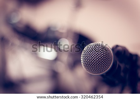 selective focus microphone on blur drum background.