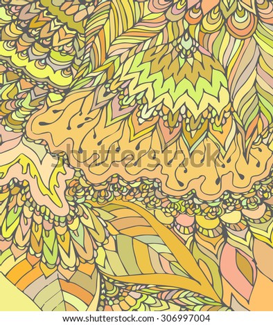 Vector texture with abstract flowers. Summer, spring or autumn template. Gentle background. Warm colored pattern. Yellow backdrop.