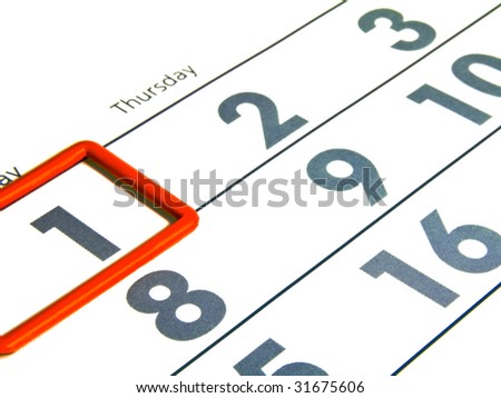Numerals of the calendar on white background