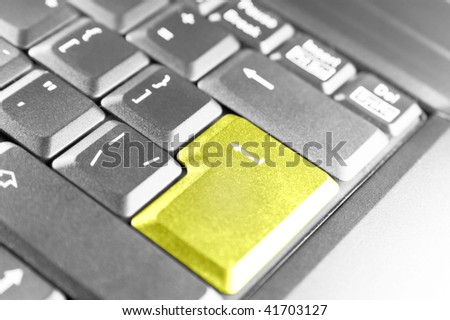 Keyboard - golden key Success, closeup