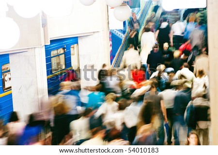Blurred crowd in Kiev\'s subway