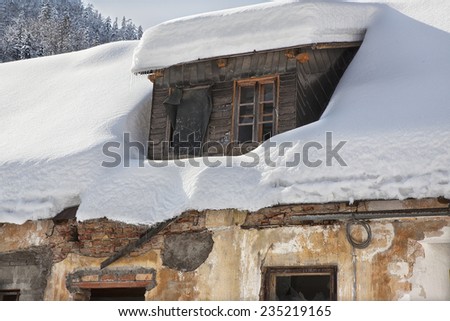 House roof loaded with snow