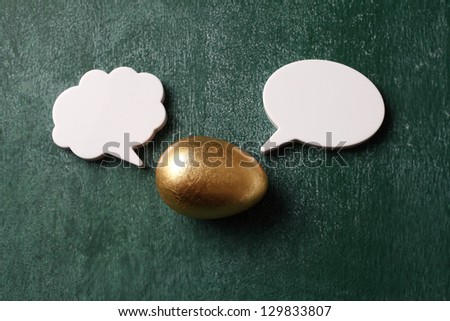 Golden egg and the speech bubble