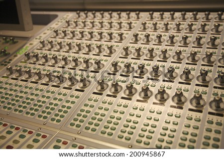 mixer panel in the recording room