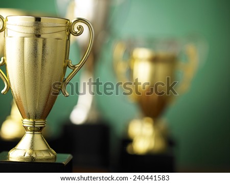 Close up champion golden trophy