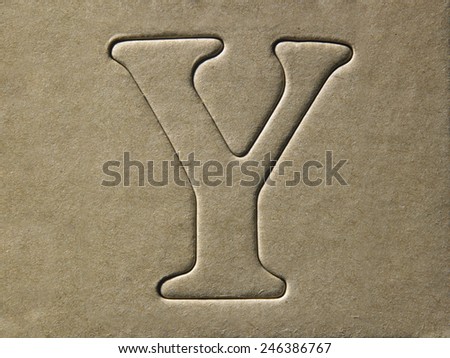 die cut alphabet y on the brown card board