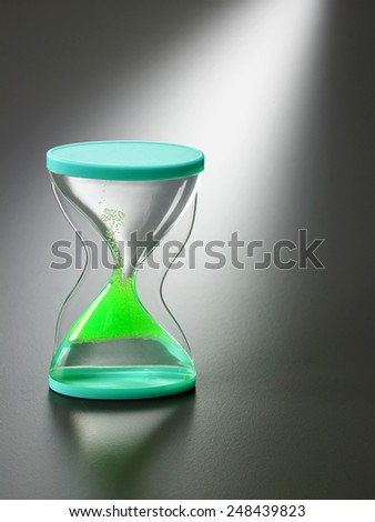 green liquid type of hourglass