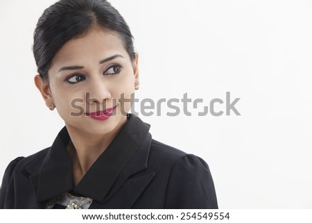business woman turning back looking away