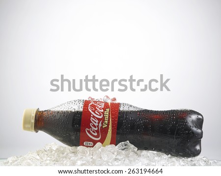 Kuala Lumpur-Malaysia : March 24,2015 Photo of a bottle of Coca-Cola Vanilla. The brand is one of the most popular soda products in the world and it is sold almost everywhere