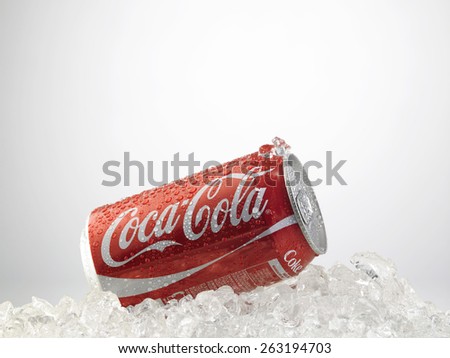 Kuala Lumpur-Malaysia : March 24,2015 Photo of a can of Coca-Cola. The brand is one of the most popular soda products in the world and it is sold almost everywhere