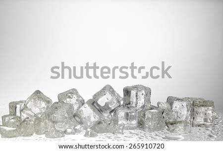 cold ice cubes on the white background
