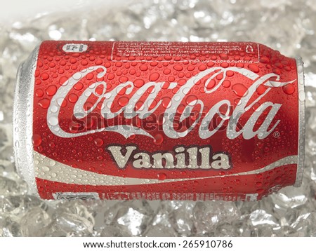 KUALA LUMPUR, MALAYSIA - April 2nd 2015.Photo of a can of Coca-Cola Vanilla . The brand is one of the most popular soda products in the world and it is sold almost everywhere