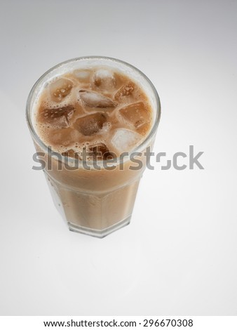 milk tea with ice cube or teh tarik with ice