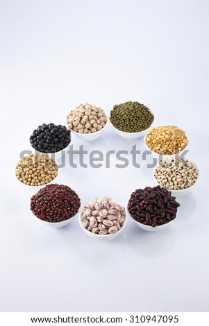 different legumes - lentils, beans and peas
