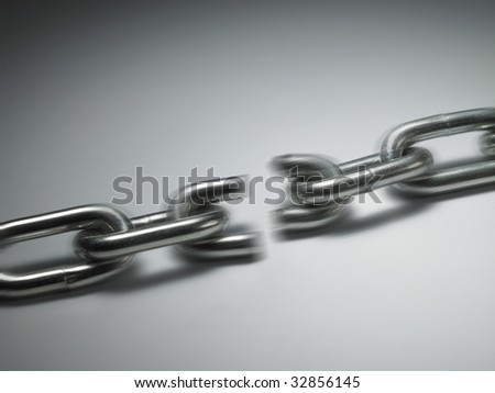 close up of the chain breaking of pulling