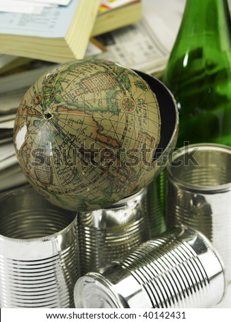 broken globe on the recyclable item