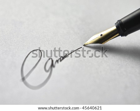 close of pen sign on the plain background