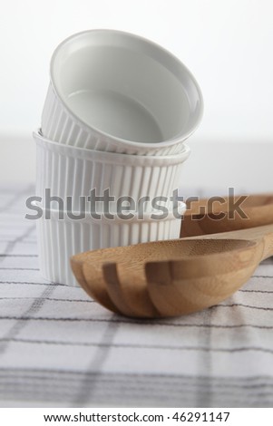 close up of the baking ware on the white background