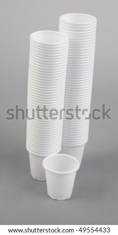 Stacks of plastic cups.