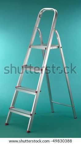 Step ladder in a studio.  Could be a useful image for a home improvement composition.