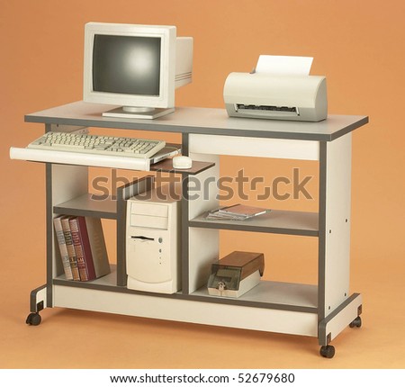 Computer set on a computer table for education / communication purposes.