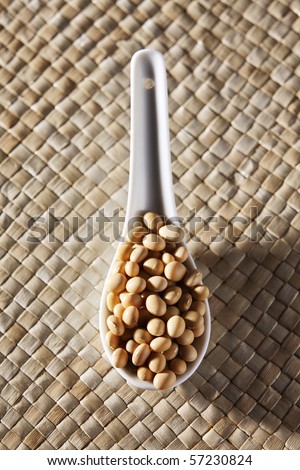 stock image of the spoon full of the soy bean