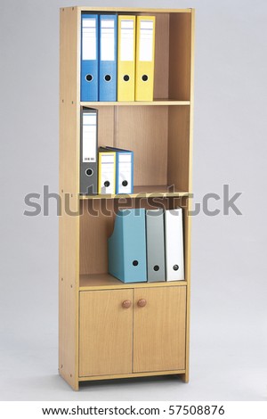 Office folders at the shelf. Organizer.