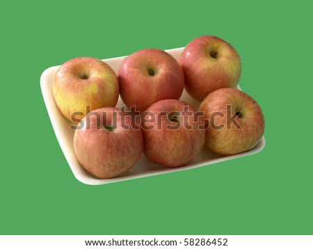 six apples on the tray