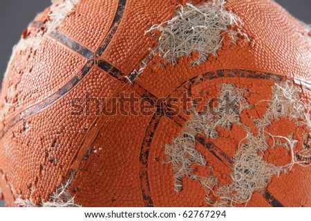 worn-out basketball ready to been thrown away