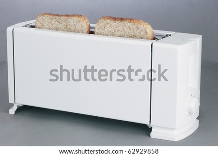 White toaster with two toast breads - clipping path