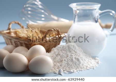 Baking ingredients and tools.