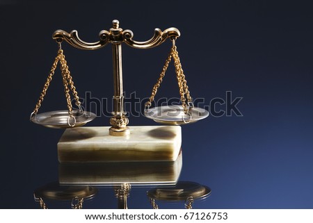 Balance scale isolated on the blue background.