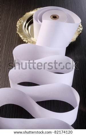 stock image of roll of the adding machine tape
