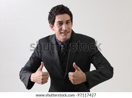 businessman with double thumb up