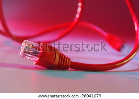 Close-up of computer modem cable