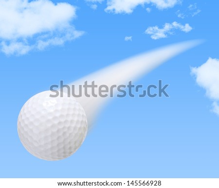Golf Ball on a Blue Sky Background with motion blur