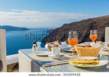 Morning and Breakfast on the beach sea