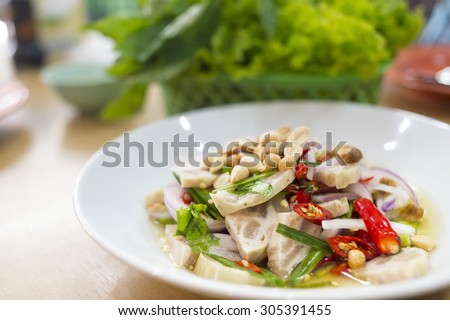 white pork sausage salad,Vietnam food