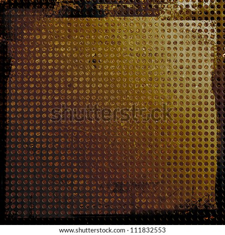Gold Metal texture with net circle texture background.