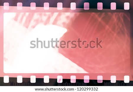 Red grunge film strip frame with light leak
