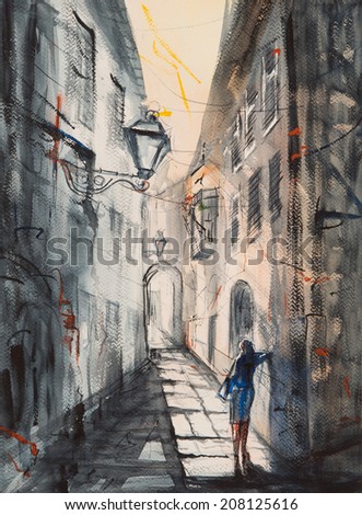 Woman alone in the street