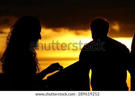Sunset friends silhouette