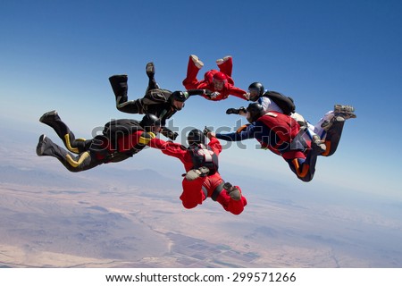 Skydiving group formation - teamwork