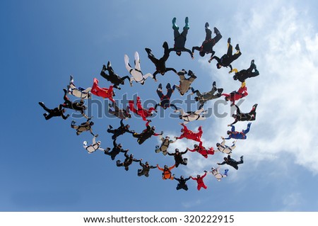 Skydiving large group formation