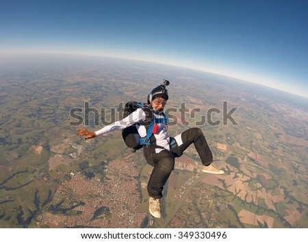 Skydiving funny girl