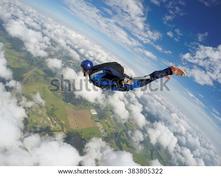 Skydiver dive to the earth.